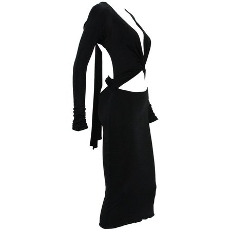 Tom Ford for Gucci Cut Out Jersey Black Cocktail Dress, 1990s For Sale at 1stdibs