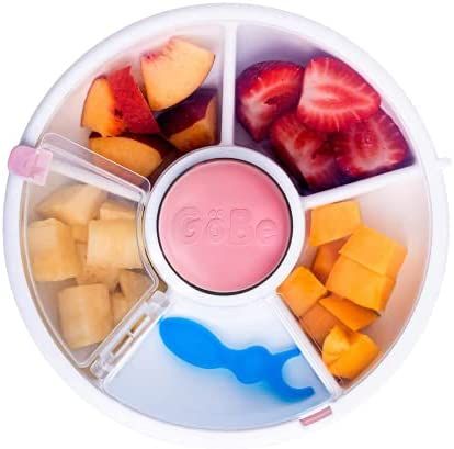 Amazon.com: GoBe Kids Snack Spinner - Reusable Snack Container with 5 Compartment Dispenser and Lid | BPA and PVC Free | Dishwasher Safe | No Spill, Leakproof | for Toddlers, Babies, Home, Travel : Baby