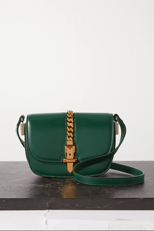 Green Sylvie 1969 mini chain-embellished leather shoulder bag | Gucci | NET-A-PORTER