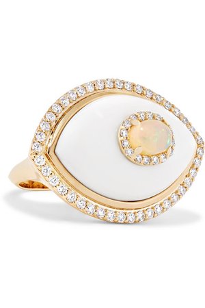 Marlo Laz | Eyecon 14-karat gold multi-stone ring | NET-A-PORTER.COM