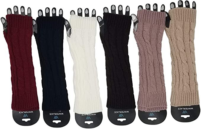 Arm Warmers, 6 Pairs for Women, Cable Knit Warm Winter Sleeve Fingerless Gloves, Premium (Assorted B) (Assorted B) at Amazon Women’s Clothing store