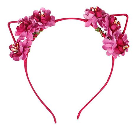 Ztl Fabric Flower Cat Ears Headband Elegant Women Girl Hairband Hair Accessories