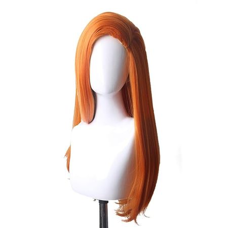 Amazon.com : QACCF Long Straight Side Part Ginger Orange Kim Possible Copslay Wig : Beauty & Personal Care