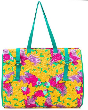 1990s pre-owned XL parrots print tote