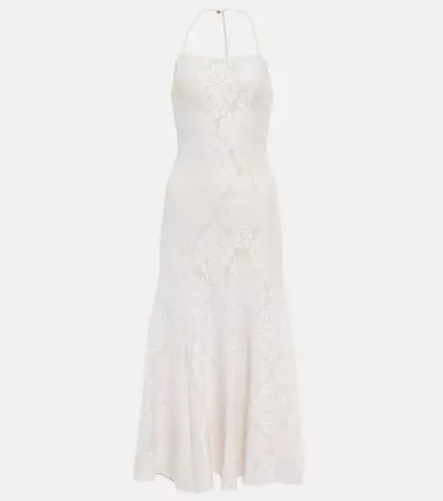 Halter Neck Crepe Midi Dress in White - Alaia | Mytheresa