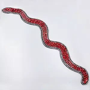 Amazon.com: 18" Large Sparkle Rhinestones and Sequin Red Snake Shaped Patch Applique Trim Ribbon for Outfit