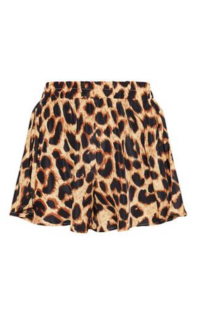 Lolita Brown Leopard Print Floaty Shorts | Shorts | | PrettyLittleThing