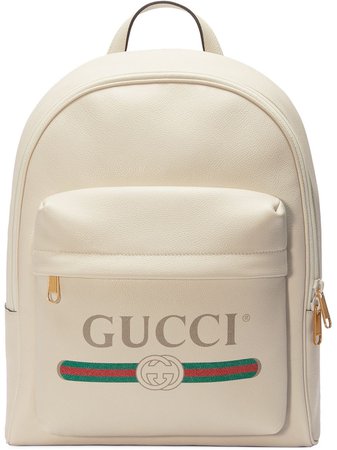 Gucci Print Leather Backpack - White