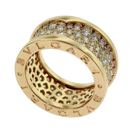 Bvlgari B.zero1 Diamond Paved Rose Gold Band Ring For Sale at 1stdibs