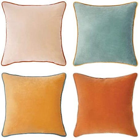 Amazon.com: MONDAY MOOSE Decorative Throw Pillow Covers Cushion Cases, Set of 4 Soft Velvet Modern Double-Sided Designs, Mix and Match for Home Decor, Pillow Inserts Not Included (18x18 inch, Orange/Teal) : Home & Kitchen