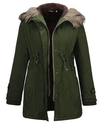 green fur hooded coat