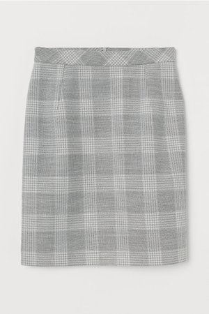 Short Pencil Skirt - Light gray/plaid - Ladies | H&M US