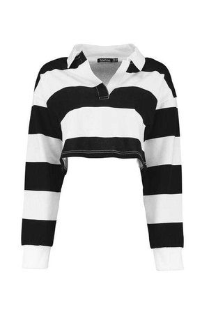 Stripe Boxy Rugby Top | Boohoo