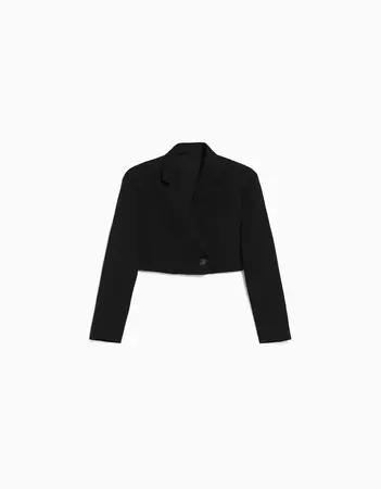 Cropped tailored twill blazer - Best sellers - Woman | Bershka
