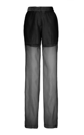Sheer Pleated Silk Trousers by Helmut Lang | Moda Operandi
