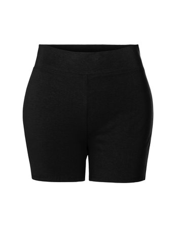 LE3NO Womens Active Soft Stretchy Cotton Jersey High Waist Cycling Bike Short | LE3NO black
