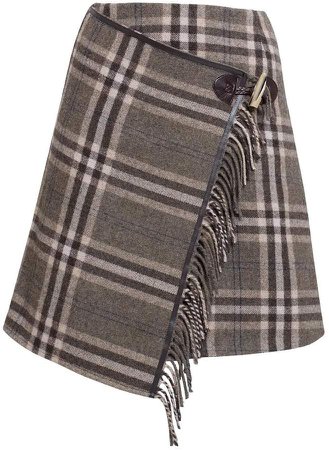 Rumour London Isla Checked Wool Blend Mini Skirt