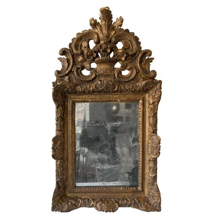 1760s French Provincial Carved Wood Mirror For Sale at 1stDibs