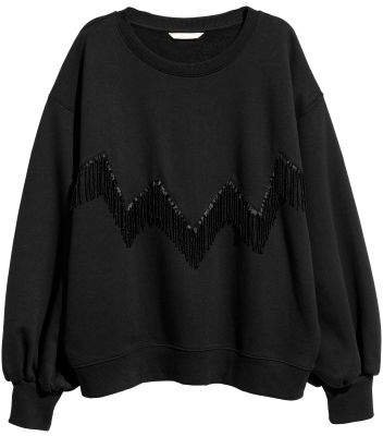 Sweatshirt with Decorations - Black