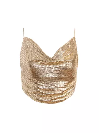 Sheena Drapey Chainmail Slip Tank In Pale Gold | Alice And Olivia