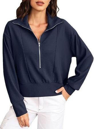 KOSATRUR Women's Waffle Knit Hoodie Long Sleeve Casual Sweatshirt Fall Top at Amazon Women’s Clothing store