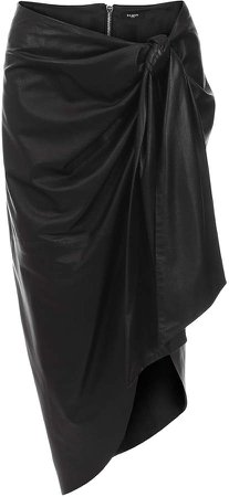 Balmain Draped Leather Pareo-Style Skirt Size: 36