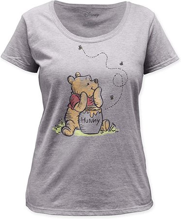 Amazon.com: Impact Merchandising Winnie The Pooh Hunny Bees Women's Scoopneck tee (XL) Heather Grey : Clothing, Shoes & Jewelry