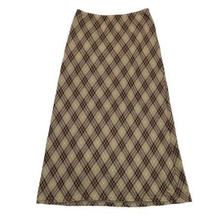 Plaid Tartan Brown Maxi Skirt