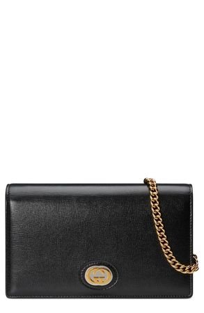 Gucci Marina Leather Card Wallet on a Chain | Nordstrom