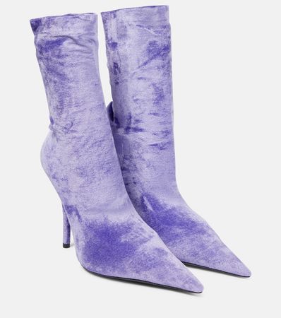 Knife Velvet Sock Boots in Purple - Balenciaga | Mytheresa