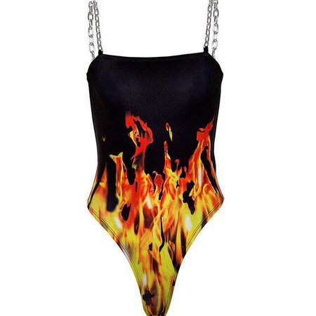 Flame Print Bodysuit - Own Saviour