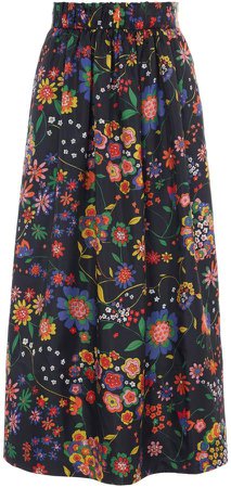 Tech Floral Smocked Waistband Skirt