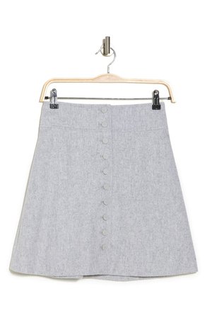 High Waist Button Front A-Line Wool Blend Mini Skirt | Nordstromrack
