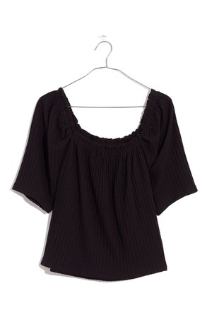 Madewell Pointelle Knit Peasant Top