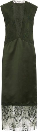 Marina Moscone Lace-Detailed Satin Slip Dress