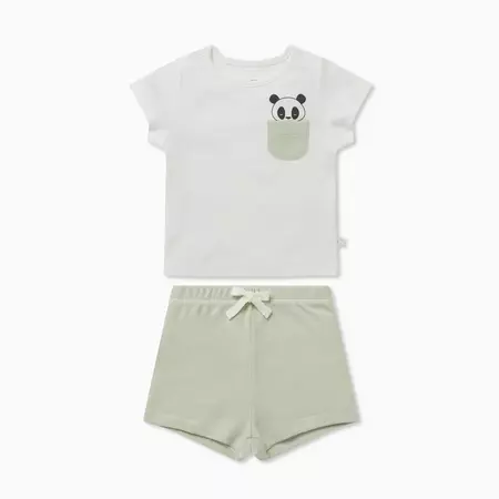 Panda Pocket Summer Pyjamas | Organic Baby Clothes | Baby Mori