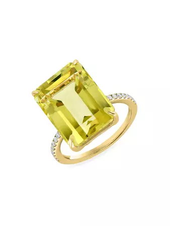 Saks Fifth Avenue Collection 14K Yellow Gold Diamond, Lemon Quartz Ring