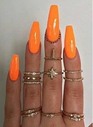 neon orange coffin nails