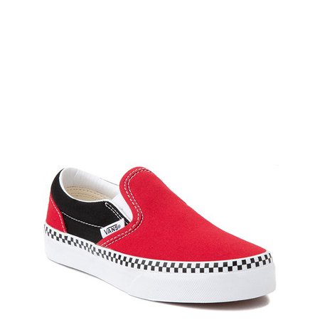 Vans Slip On Checkerboard Skate Shoe - Little Kid - Red / Black | Journeys