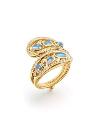 Temple St. Clair 18K Yellow Gold Blue Moonstone Arabesque Ring | Bloomingdale's