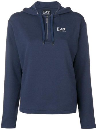 Ea7 logo print hoodie
