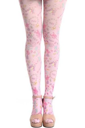 Cartoon Candy Pink Tights ROMWE