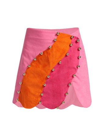 Raisavanessa Flower Power Embellished Mini-skirt In Pink Orange Fuchsia | ModeSens