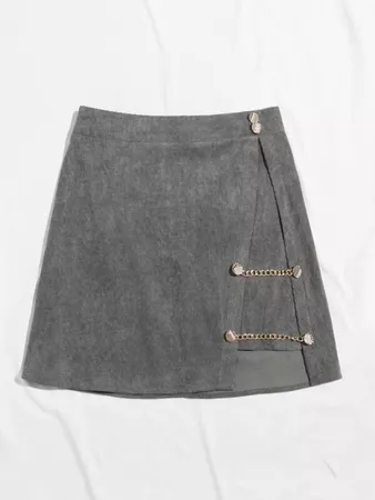 Chain Strap Zip Back Skirt | ROMWE USA