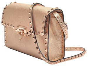 Valentino Rockstud Medium Rose Gold Metallic Leather Cross Body Bag - Tradesy