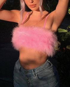 fluffy pink tube top