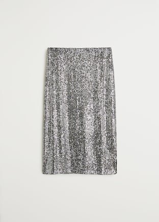Sequin skirt - Women | Mango USA silver