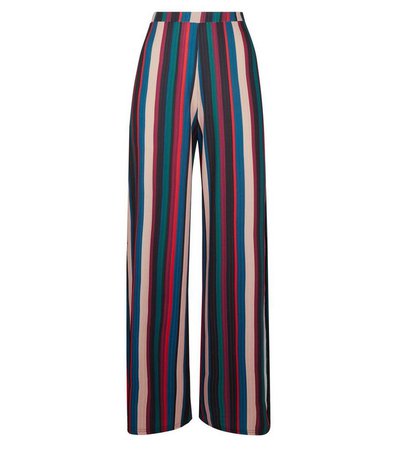 Pink Stripe Side Split Wide Leg Trousers | New Look