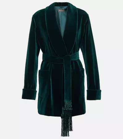 Cotton Velvet Wrap Coat in Green - Loro Piana | Mytheresa