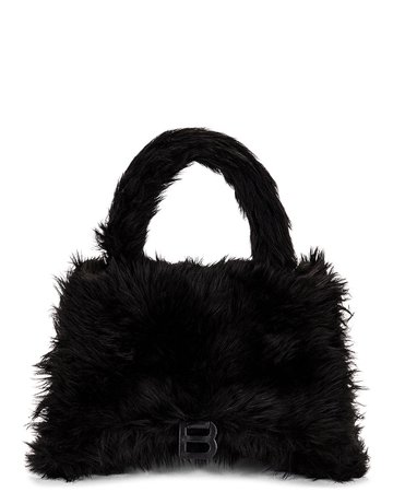 Balenciaga Fluffy Hourglass Top Handle Bag in Black | FWRD